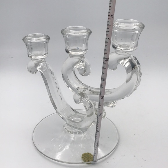 VTG Pair Fostoria Century Crystal 3 Light Candleholders - Picture 6 of 7
